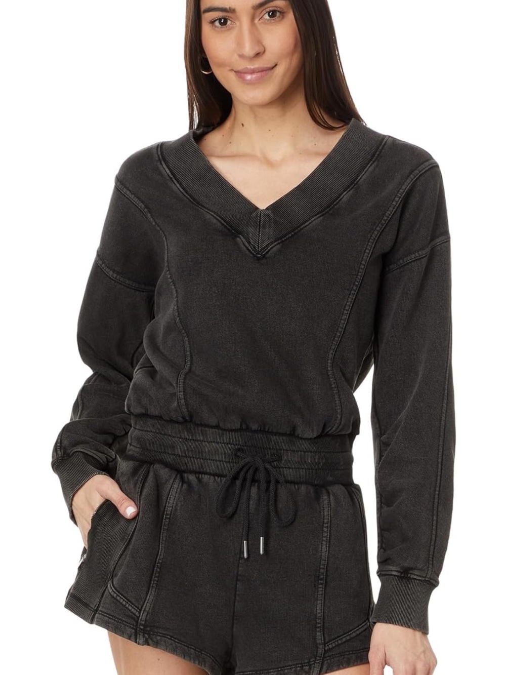 NWT Free People Women's Intercept Romper Washed Black, Size M - Picture 1 of 6